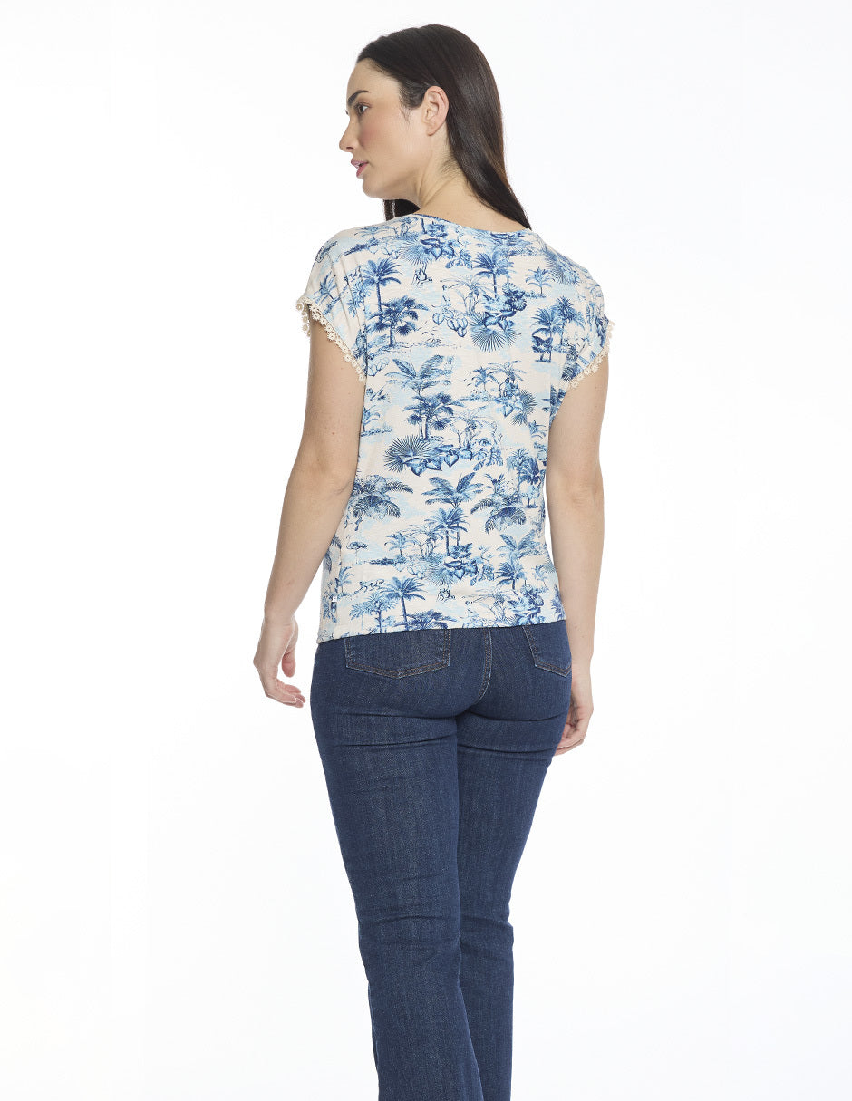 Blusa Beige Estampada Hazel