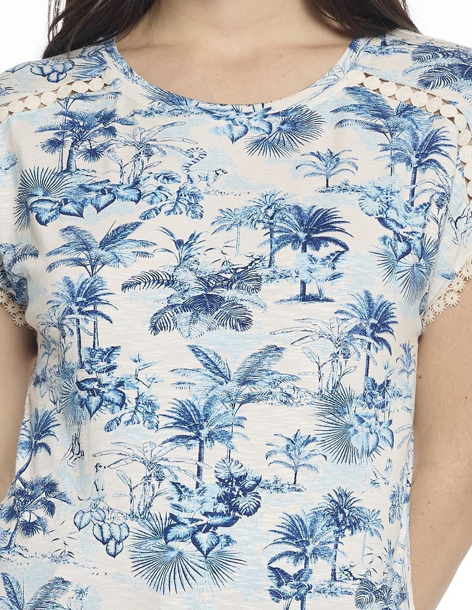 Blusa Beige Estampada Hazel