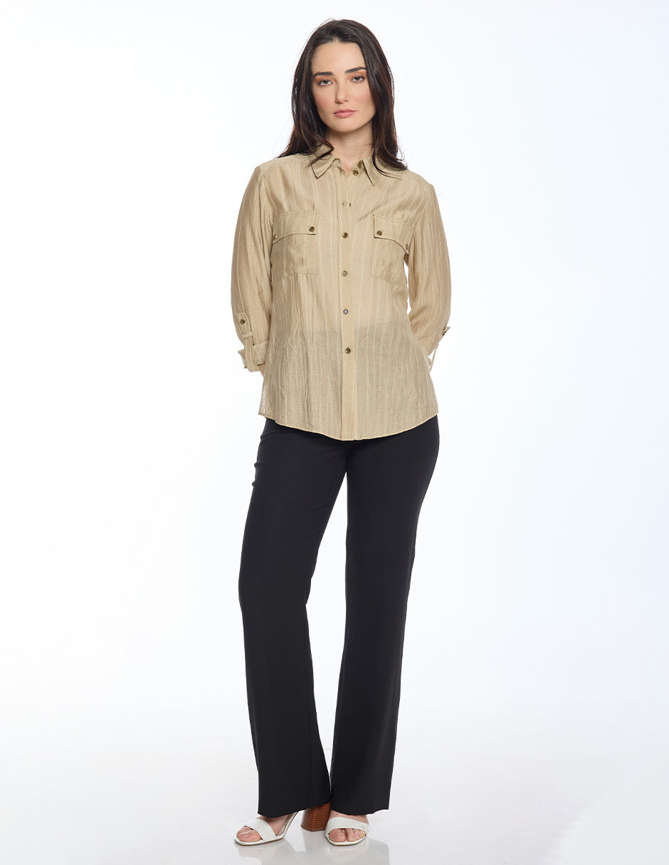 Blusa Camisera Beige Lucca