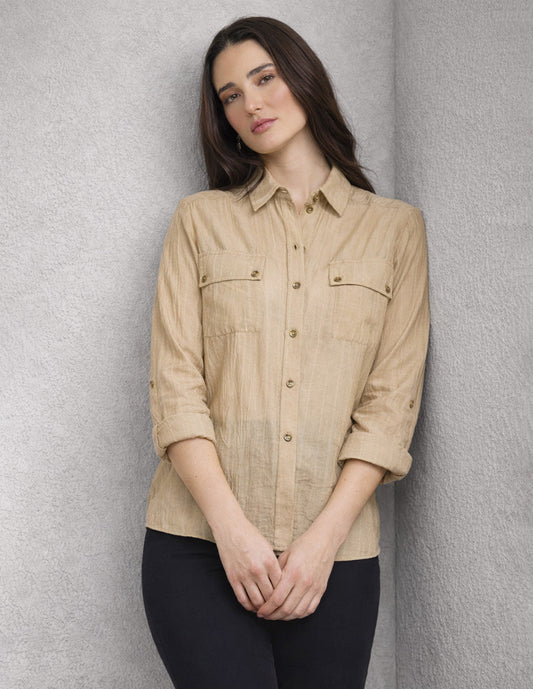 Blusa Camisera Beige Lucca