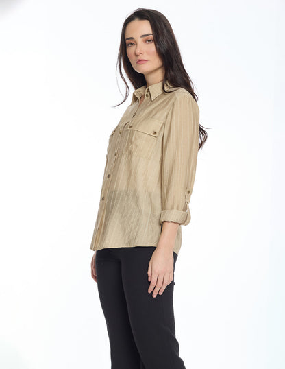 Blusa Camisera Beige Lucca