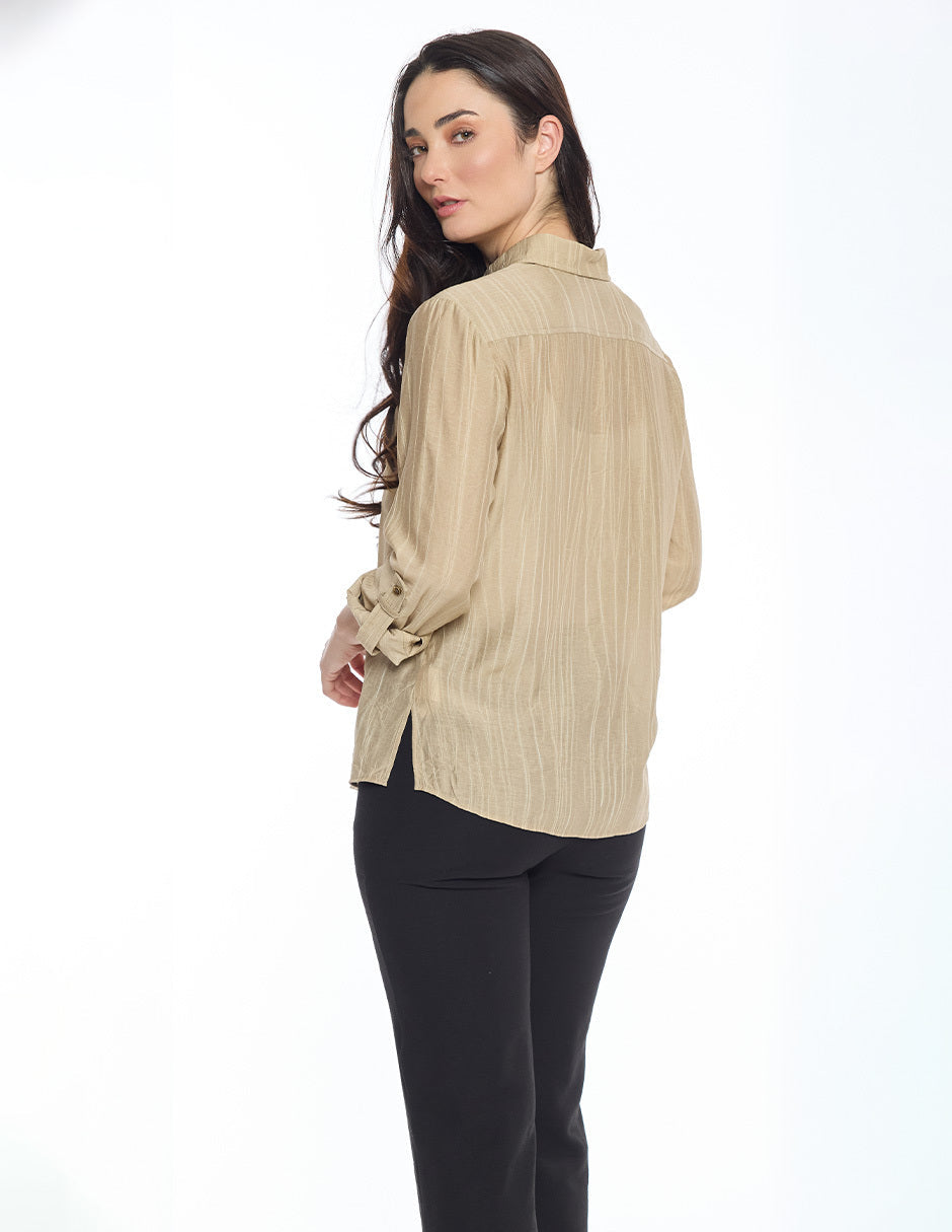 Blusa Camisera Beige Lucca