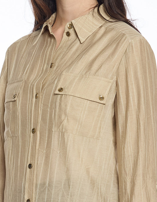 Blusa Camisera Beige Lucca