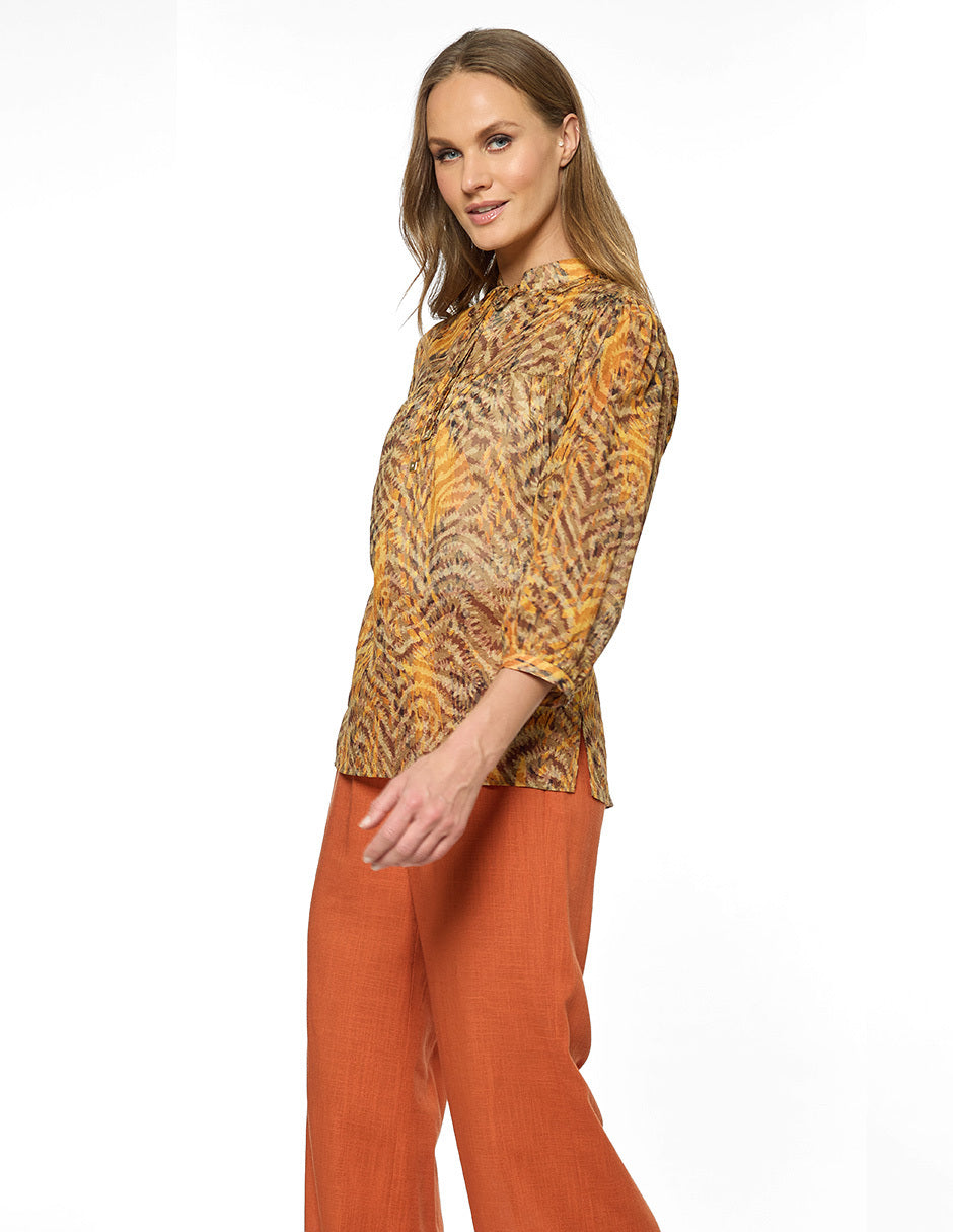 Blusa Café Estampado Bella