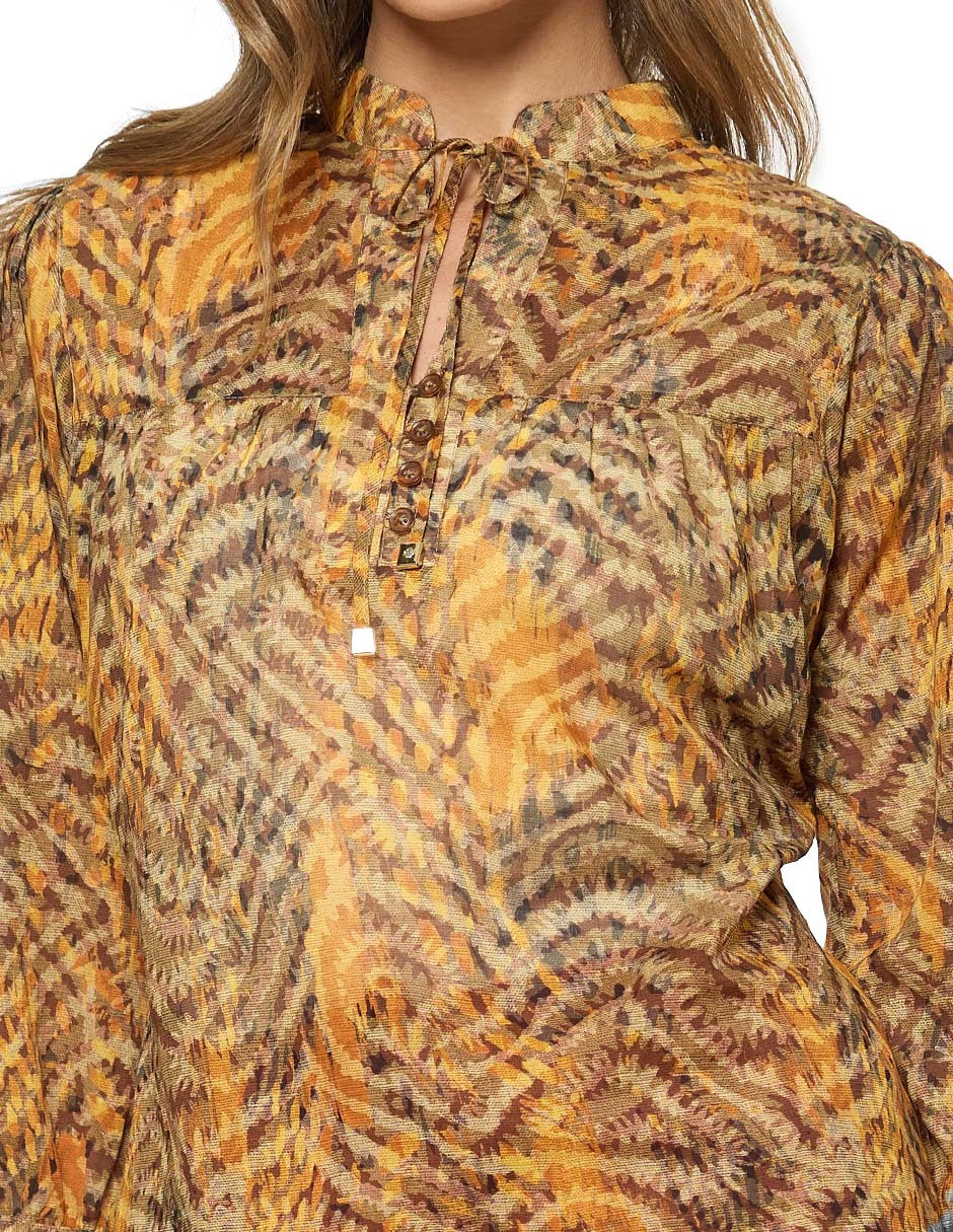 Blusa Café Estampado Bella