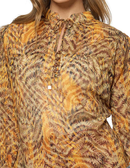 Blusa Café Estampado Bella