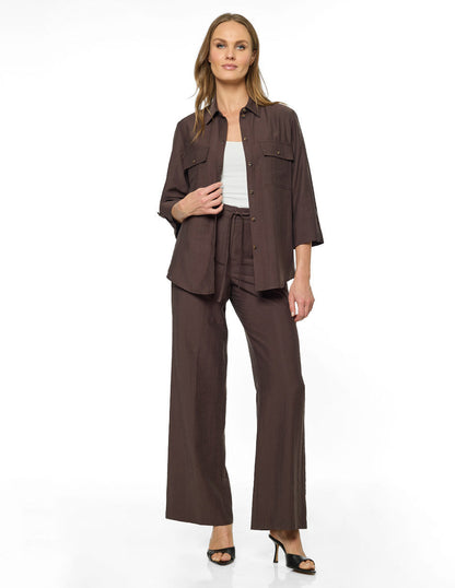 Blusa Camisera Café Loren