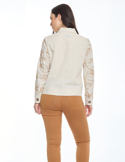 Chamarra Bordada Beige Jeanne