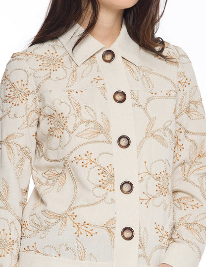 Chamarra Bordada Beige Jeanne