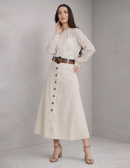 Falda Midi Beige Jeanne