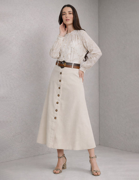 Falda Midi Beige Jeanne