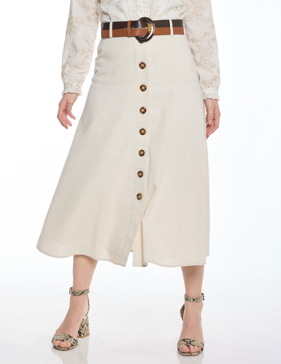 Falda Midi Beige Jeanne