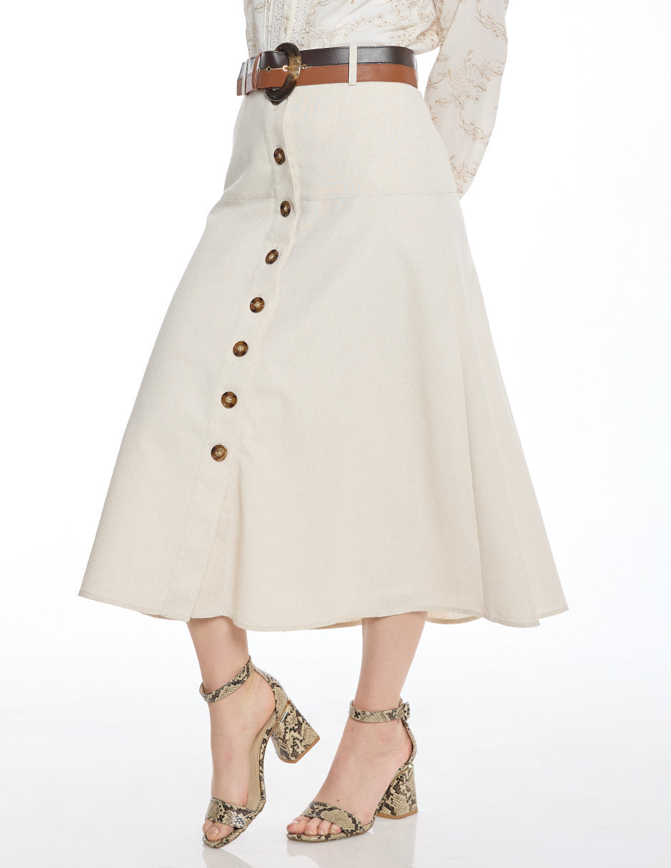 Falda Midi Beige Jeanne