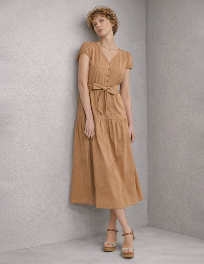 Vestido Campirano Camel Jeanne