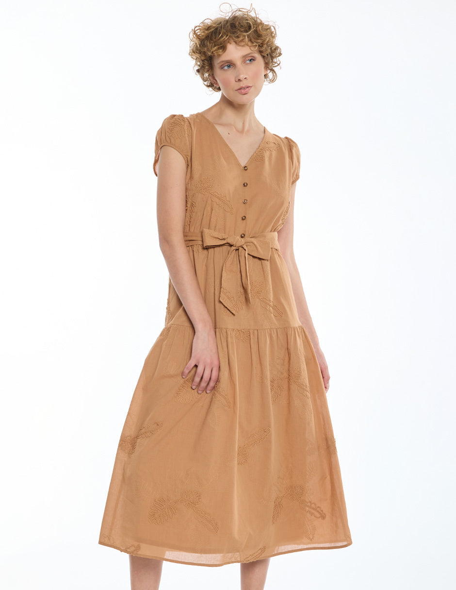 Vestido Campirano Camel Jeanne