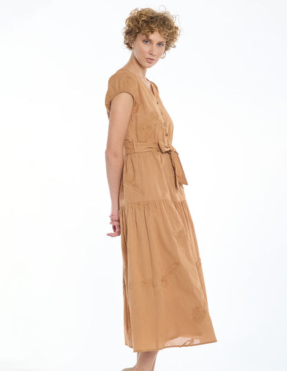Vestido Campirano Camel Jeanne