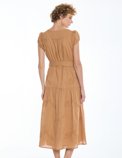 Vestido Campirano Camel Jeanne