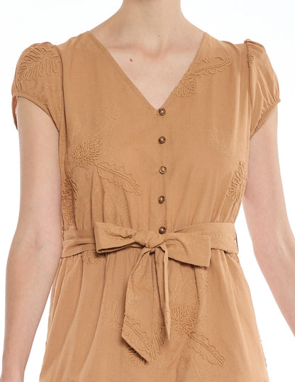 Vestido Campirano Camel Jeanne