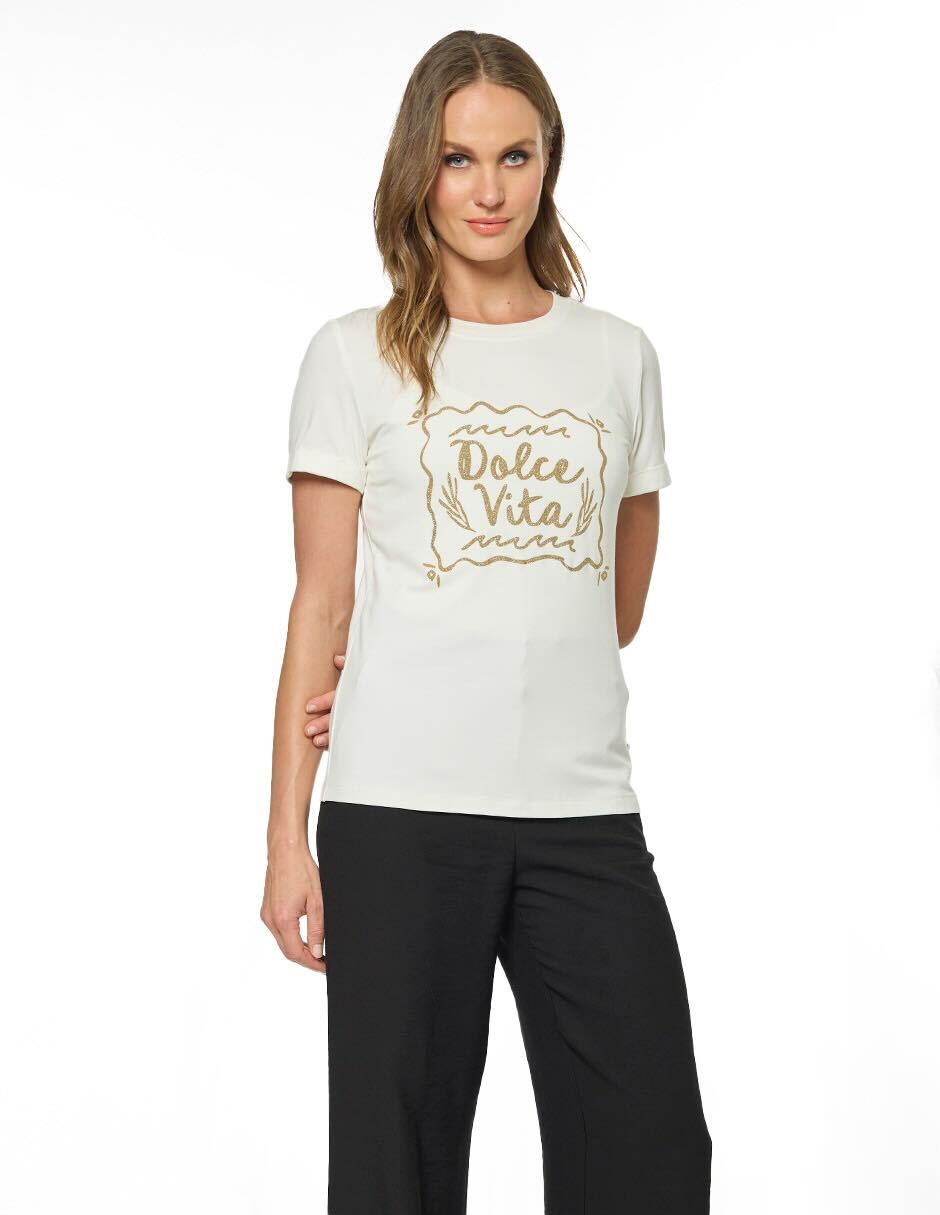 Blusa Hueso Escote Redondo Ellen