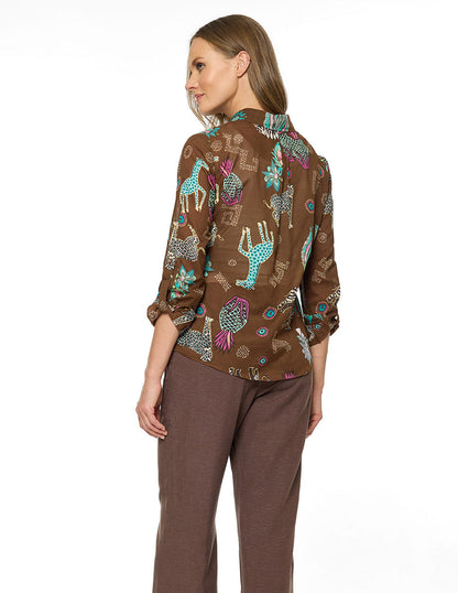 Blusa Café Estampada Shara