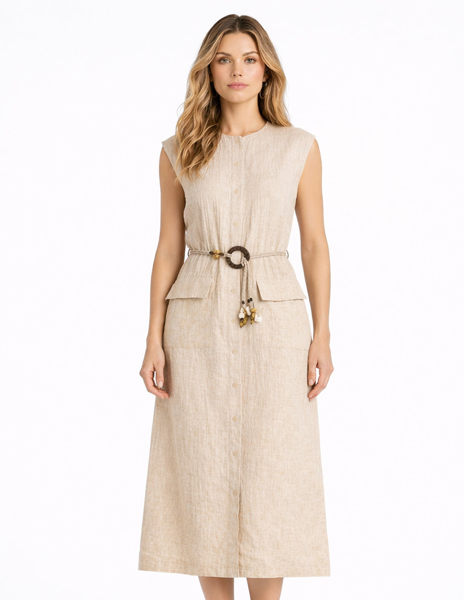 Vestido Crema Brocado Luana