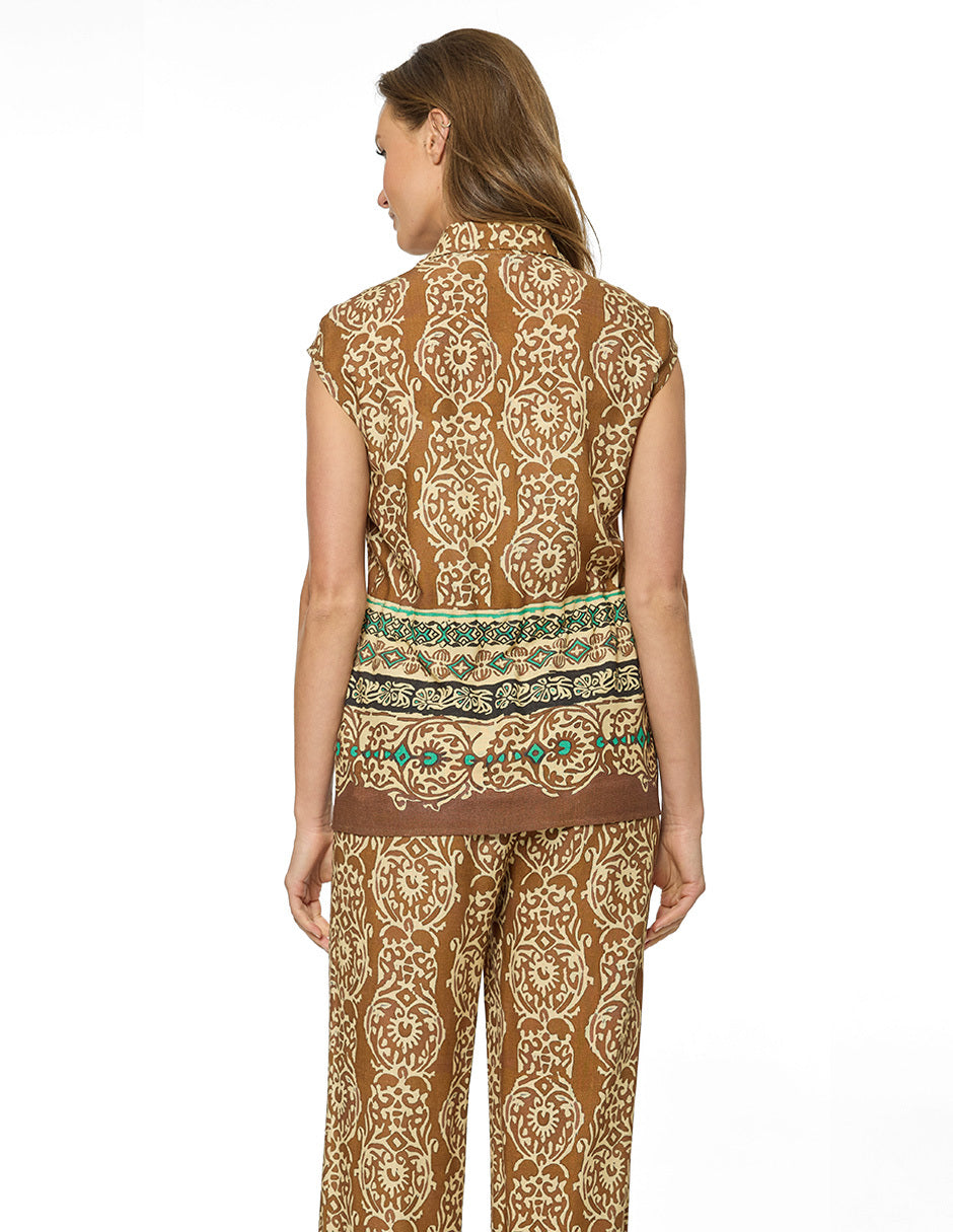 Blusa Café Estampada Genni