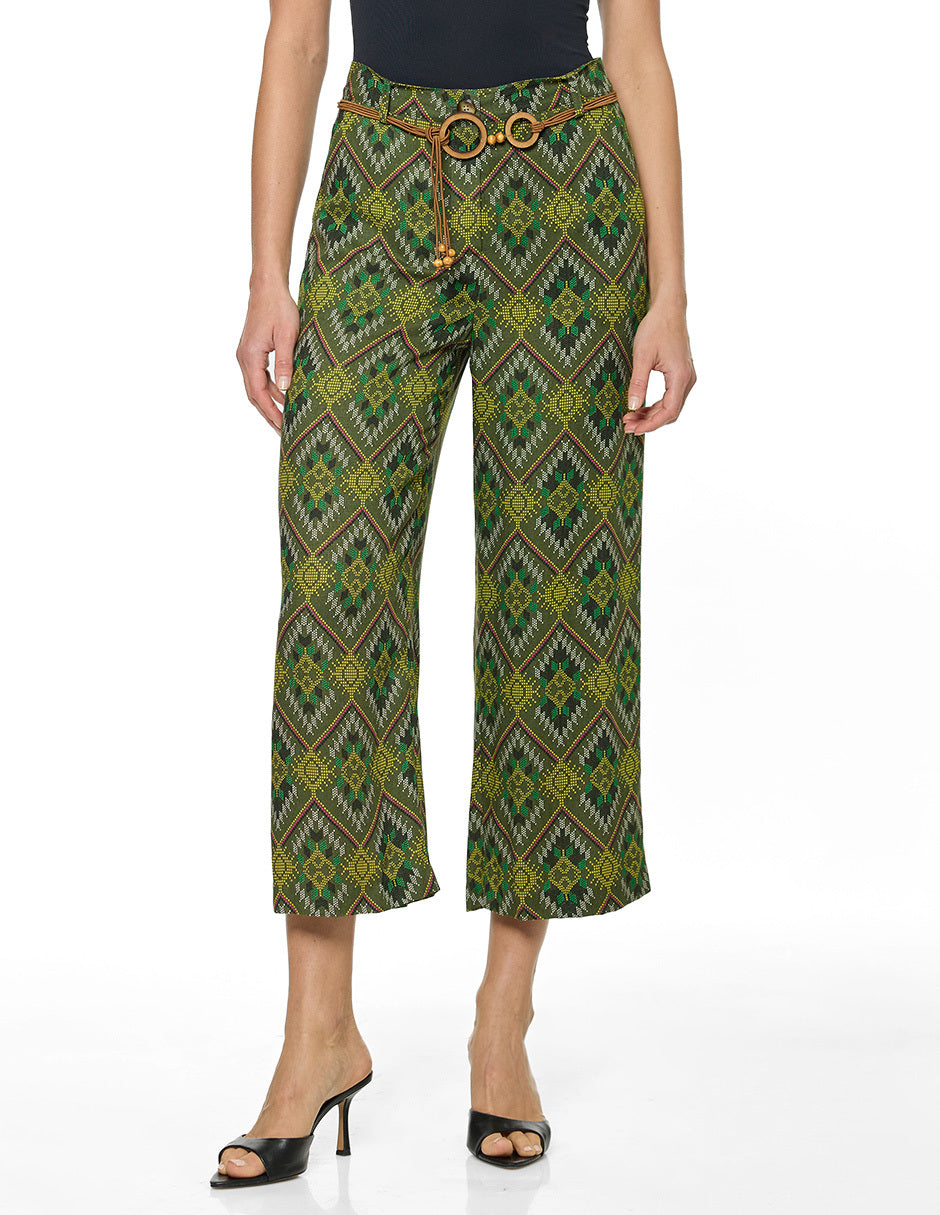 Pantalón Verde Estampado Natalina