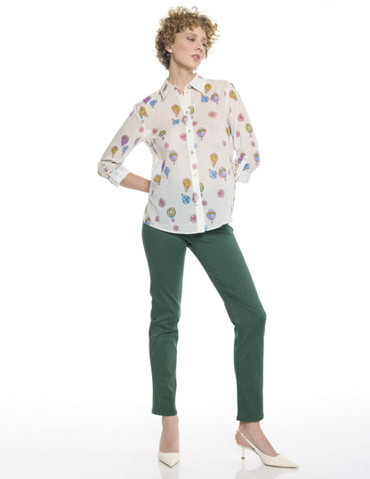 Blusa Camisera Hueso Estampada Esenciales