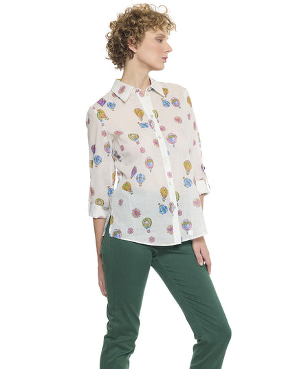 Blusa Camisera Hueso Estampada Esenciales