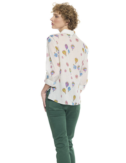 Blusa Camisera Hueso Estampada Esenciales