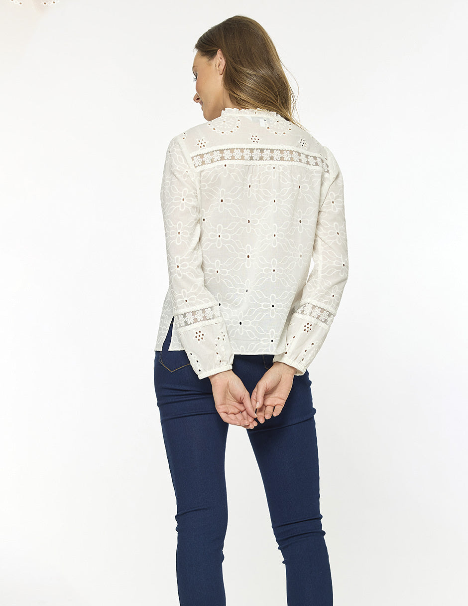 Blusa Blanca Bordada Esenciales