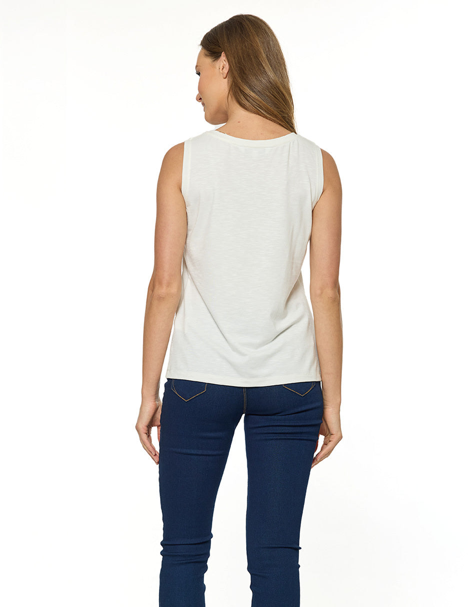 Blusa Blanca Sin Mangas Esenciales