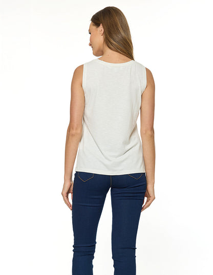 Blusa Blanca Sin Mangas Esenciales