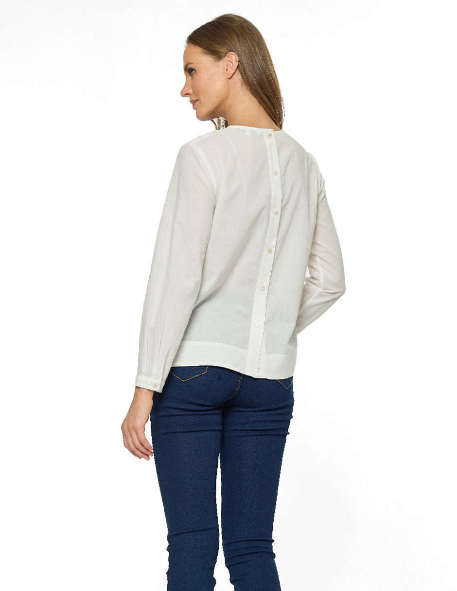 Blusa Blanca Bordada Esenciales