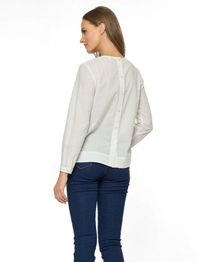 Blusa Blanca Bordada Esenciales