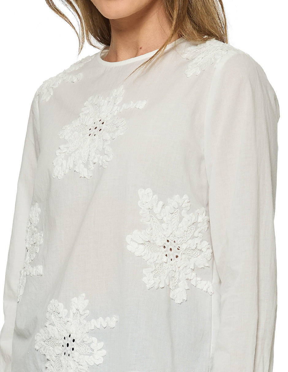 Blusa Blanca Bordada Esenciales