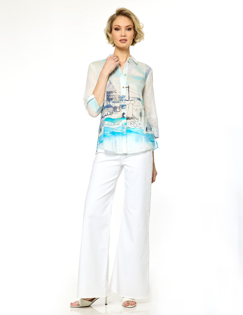 Blusa Azul Camisera Esenciales