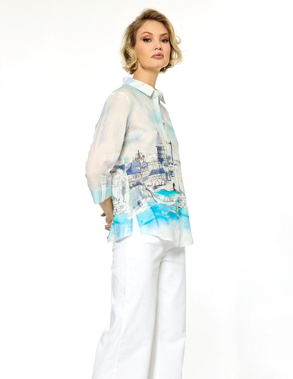 Blusa Azul Camisera Esenciales