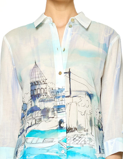 Blusa Azul Camisera Esenciales