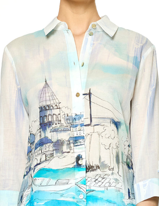 Blusa Azul Camisera Esenciales