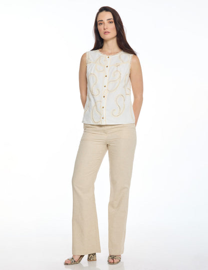 Blusa con Bordado Hueso Esenciales