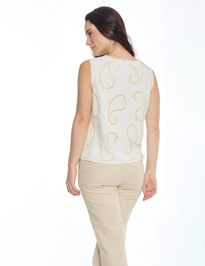 Blusa con Bordado Hueso Esenciales