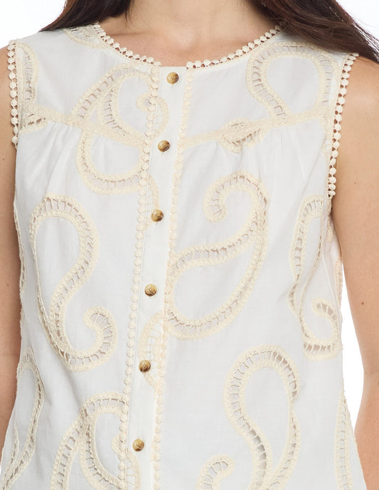 Blusa con Bordado Hueso Esenciales