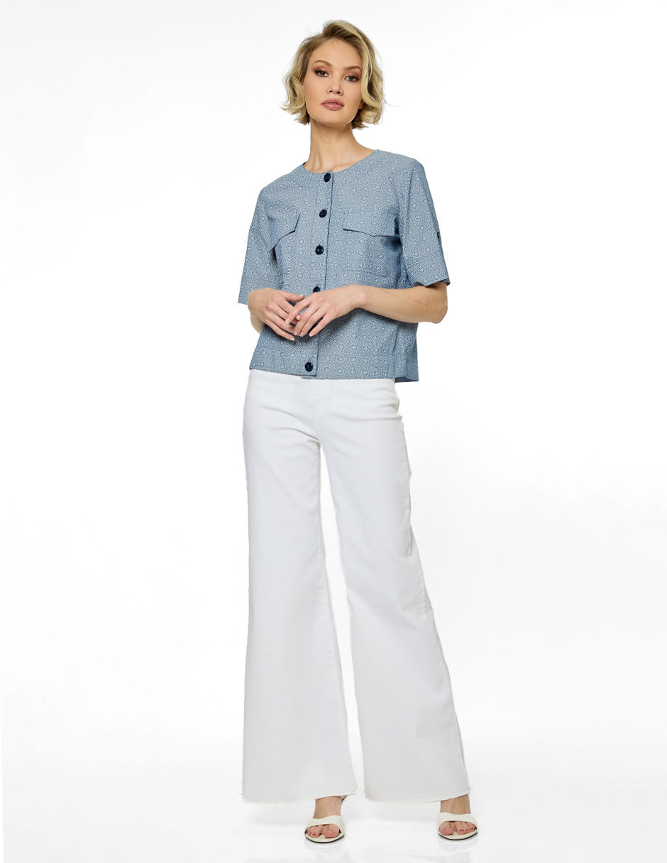 Blusa Azul Estampada Esenciales
