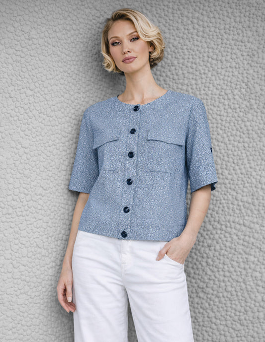 Blusa Azul Estampada Esenciales