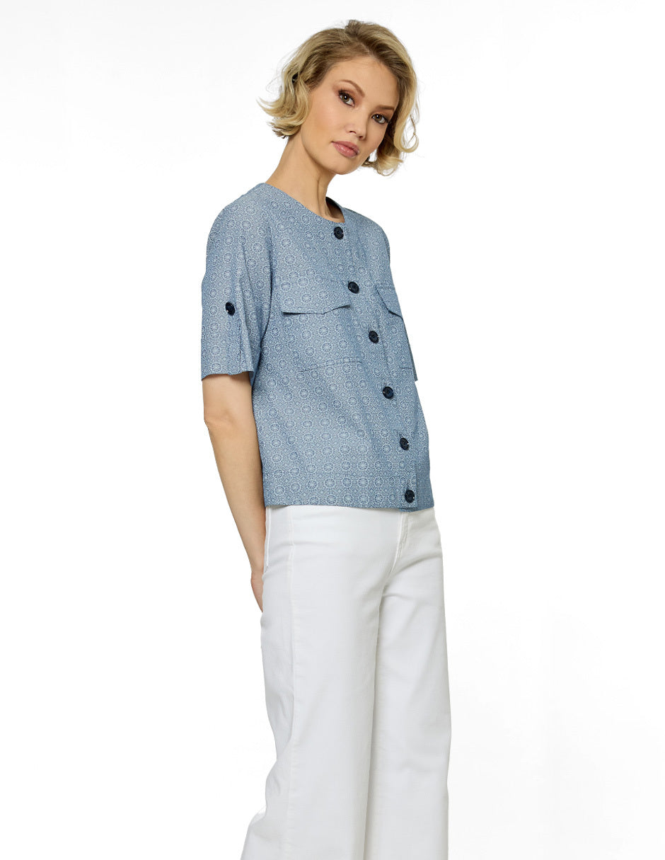 Blusa Azul Estampada Esenciales