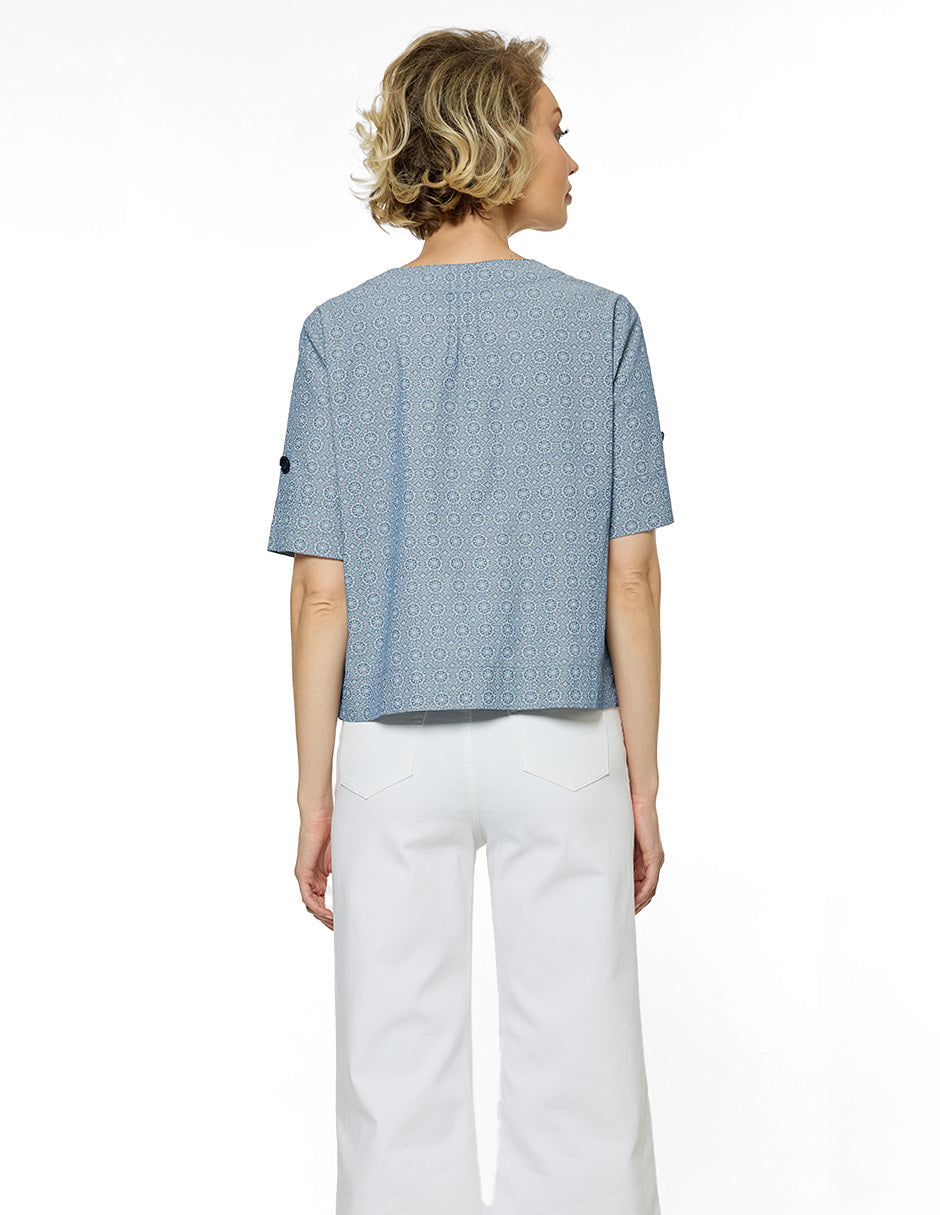 Blusa Azul Estampada Esenciales