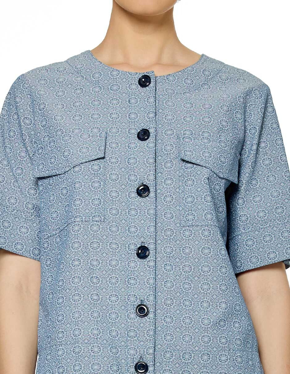 Blusa Azul Estampada Esenciales