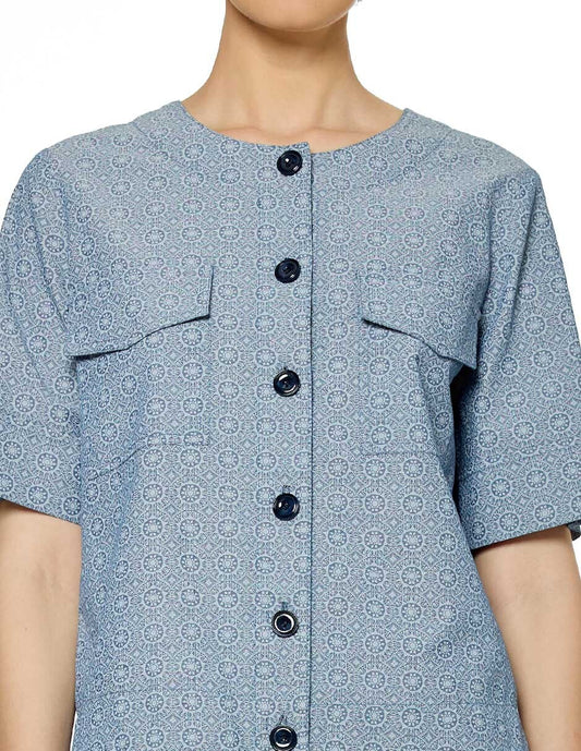 Blusa Azul Estampada Esenciales