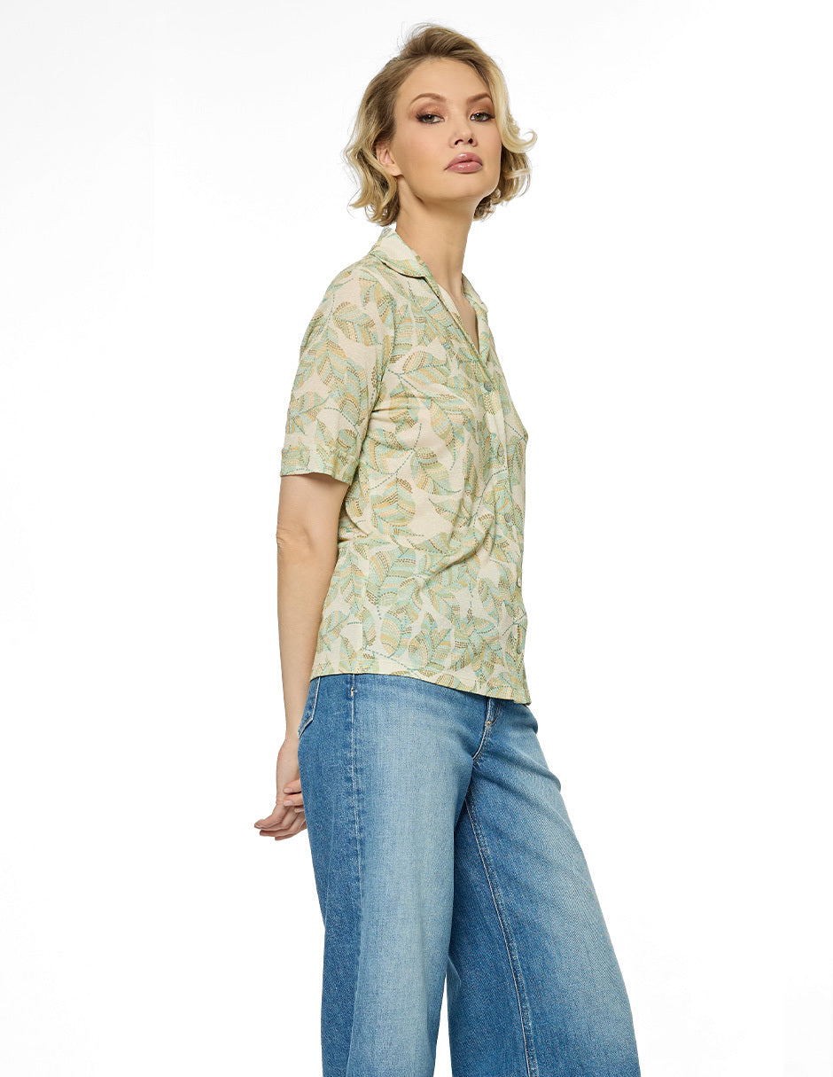 Blusa Beige Estampada Esenciales